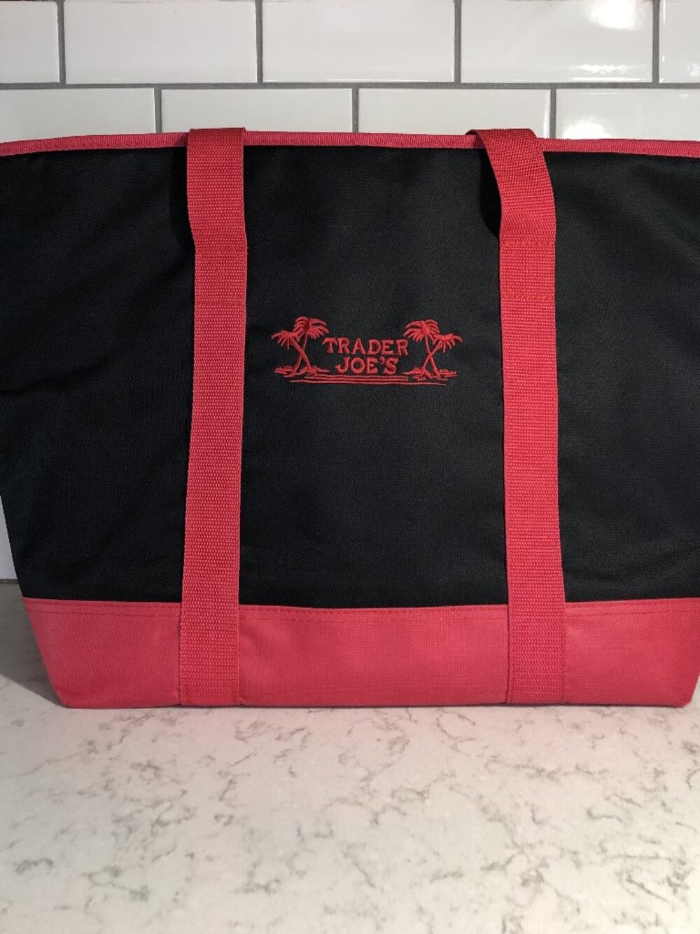 Trader Joe's Large Red & Black Insulated Cooler Tote Bag